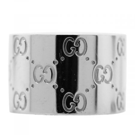 Gucci 18k White Gold Wide Band Ring