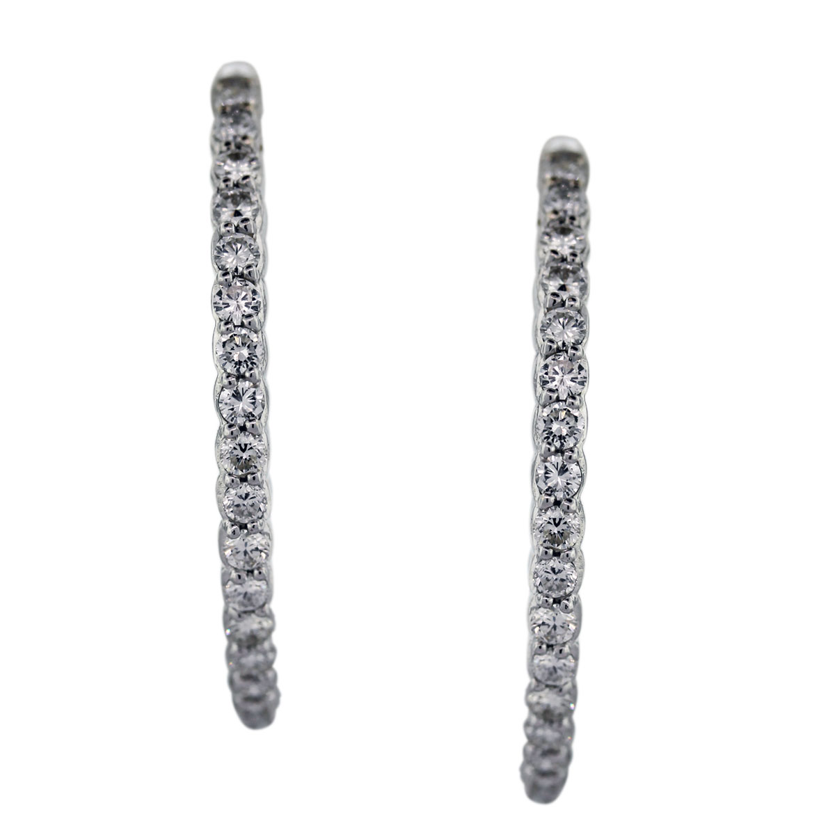 18k White Gold Diamond 1.5'' Hoop Earrings -Boca Raton