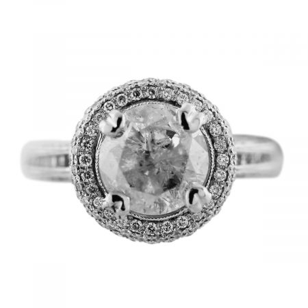 18k White Gold Halo Diamond Engagement Ring