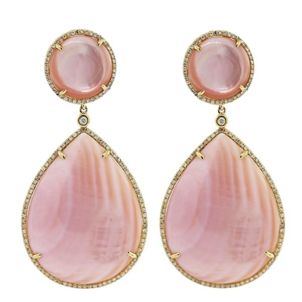Pink Pearl Yellow Gold Earrings