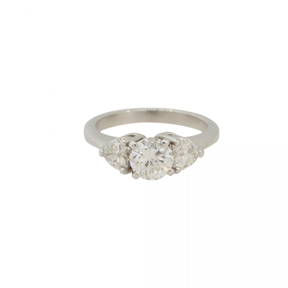 Platinum 1.50ctw Diamond Heart Shaped Engagement Ring with Side Diamonds