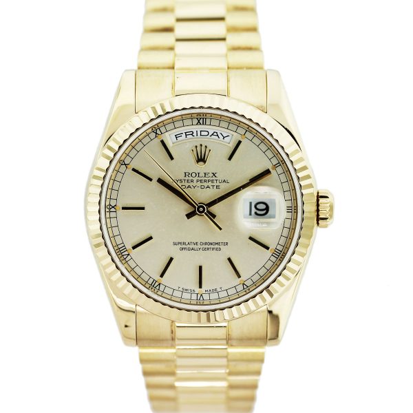 Rolex Day-Date 118238 18k Yellow Gold Mens Watch