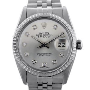 Rolex Stainless Steel Datejust 16030 Diamond Dial Watch