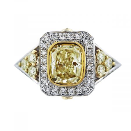 yellow cushion cut diamond engagement ring