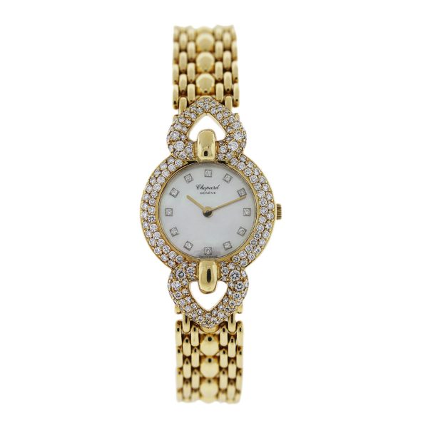 Chopard Mother of Pearl Diamond Dial 18k Yellow Gold Watch