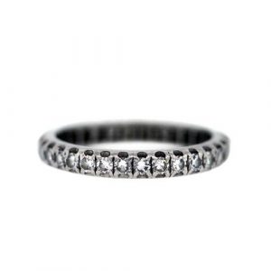 platinum wedding band with half a carat of diamonds