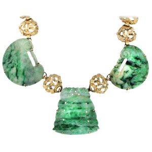 Large Jade Gemstone Statement Necklace
