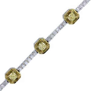 Gregg Ruth yellow diamond and white diamond station bracelet
