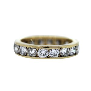 yellow gold and channel set diamond wedding ring