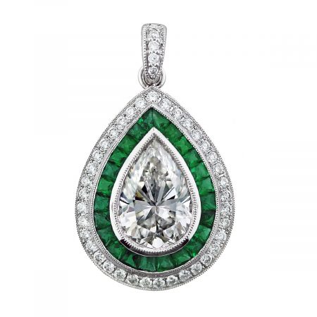 emerald diamond pendant
