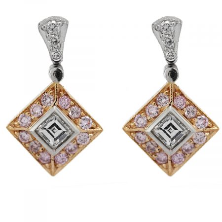 michael pink gold pink diamond earrings