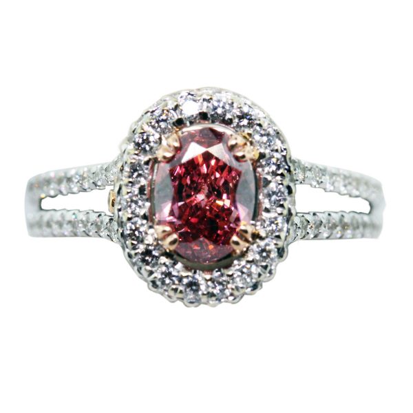.73 pink oval diamond ring
