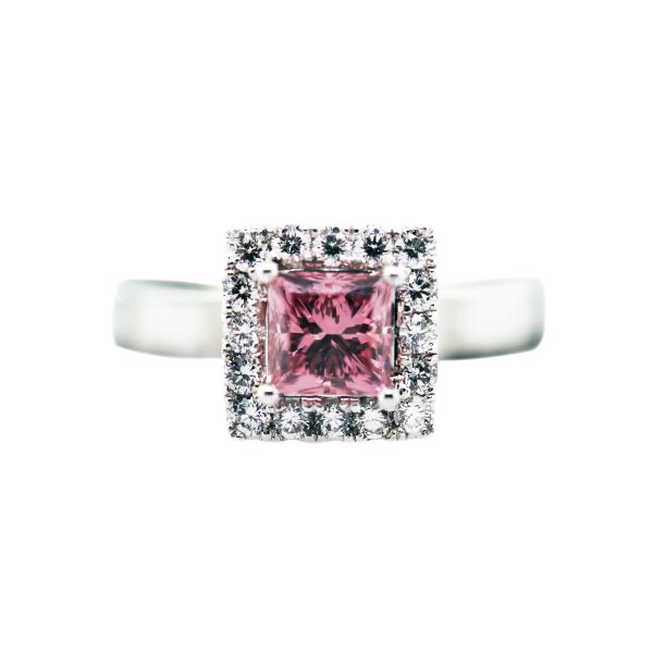pink princess cut ring