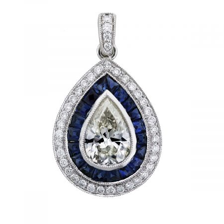 blue sapphire and diamond pendant