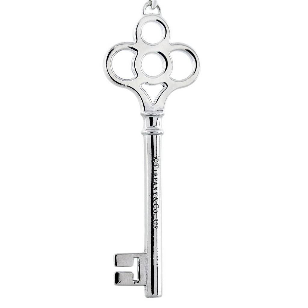 Tiffany and Co Sterling Silver Crown Key Pendant and Bead Chain