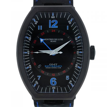 Black Dial with Blue and Red Arabic numeral Markers