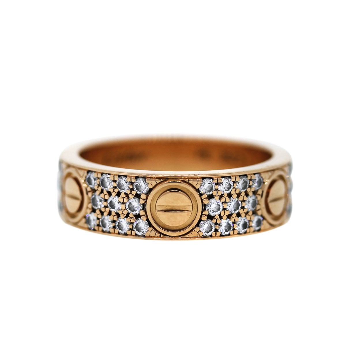 Cartier 18k Rose Gold Diamond LOVE Ring Size 58-Boca Raton