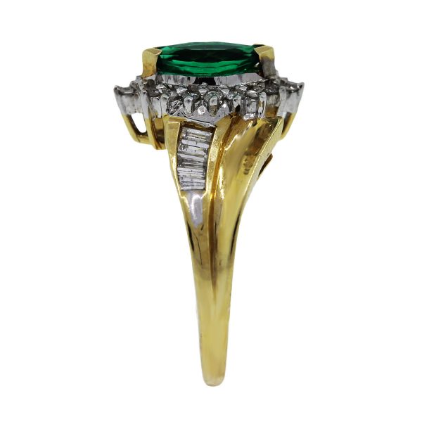 Used Emerald and Diamond Cocktail Ring