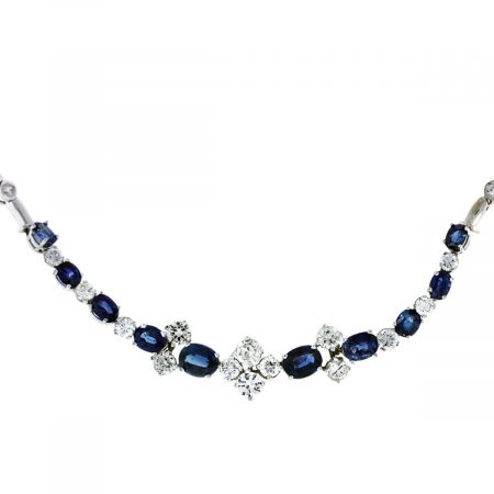 14k White gold Diamond and Sapphire Necklace