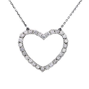 Pre owned Tiffany & Co. Platinum Diamond Heart Pendant on Chain