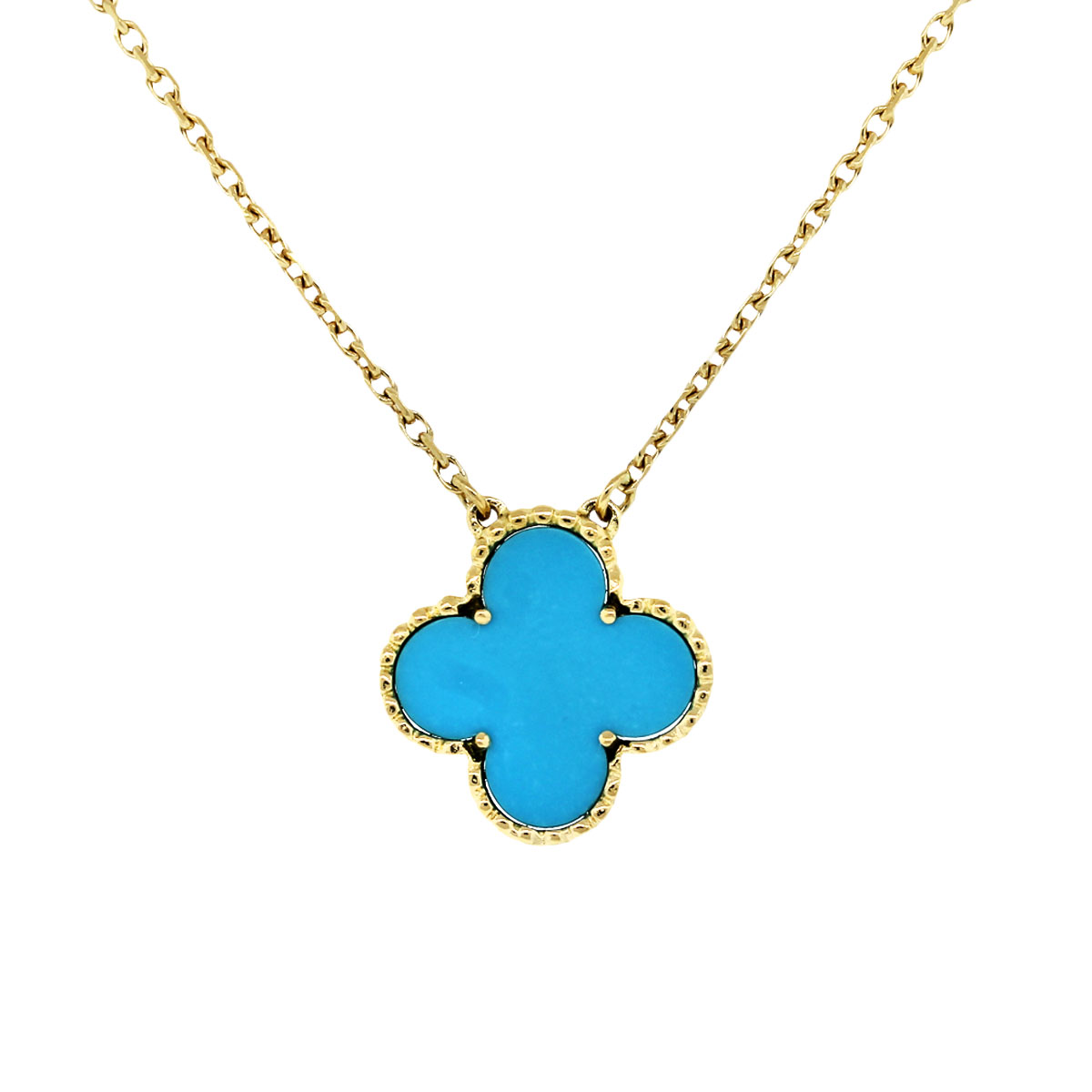 Van Cleef and Arpels Single Alhambra Turquoise Necklace-Boca Raton