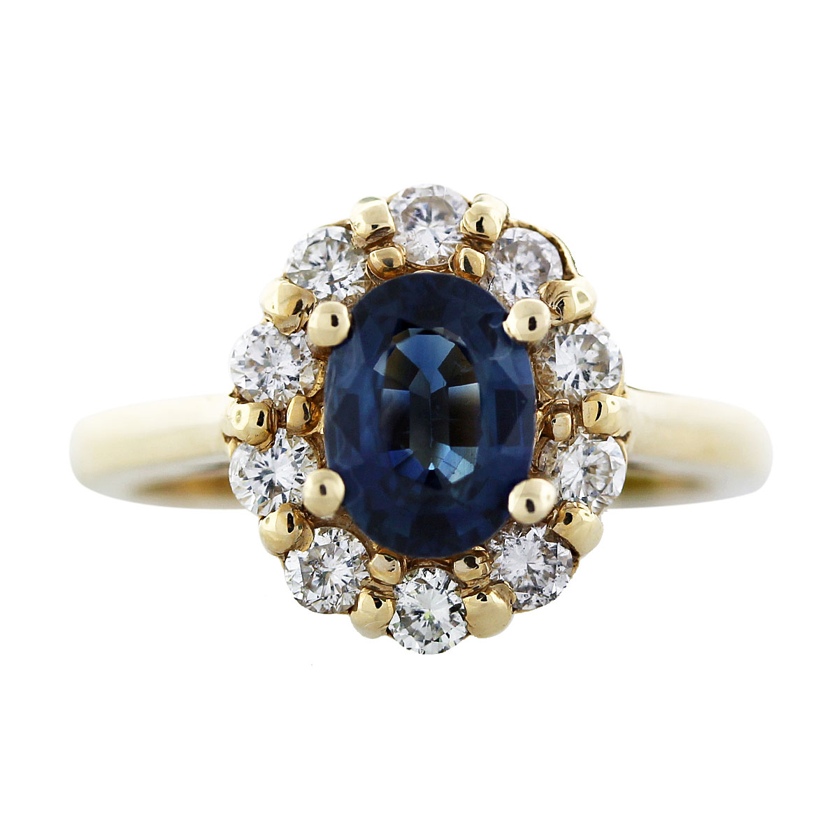 14K Yellow Gold Diamond and Sapphire Ring