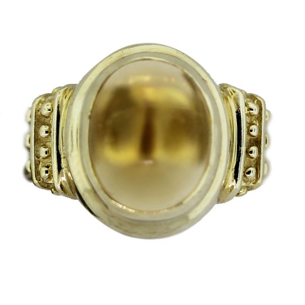 Vintage 14k Yellow Gold Citrine Cabochon Ring