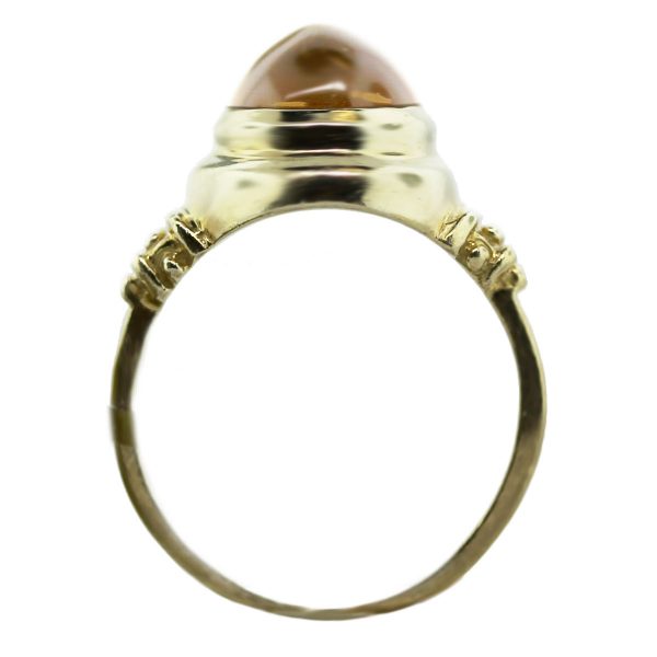 14K Yellow Gold Citrine Cabochon Ring