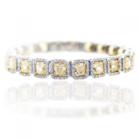 22 Carat Fancy Yellow Diamond Platinum Bracelet Boca Raton