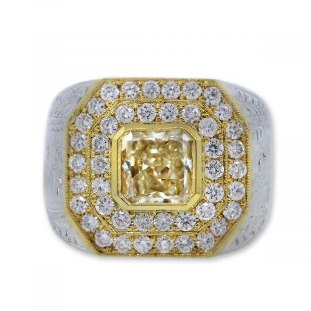 Fancy Yellow Diamond Mens Ring