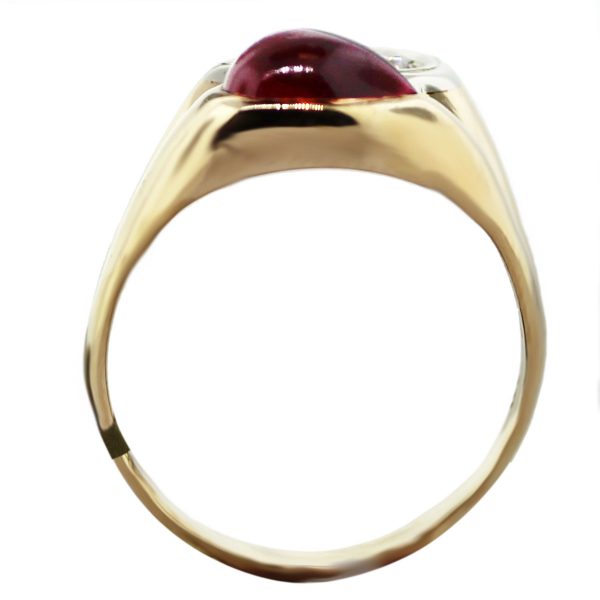 14k Yellow Gold Diamond and Pear Shape Synthetic Cabochon Ring Boca Raton