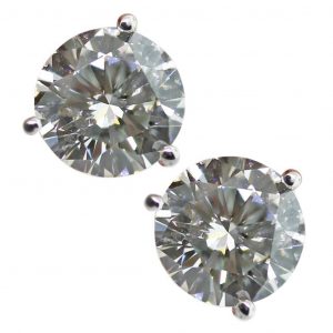 14k White Gold 3.37ctw Diamond Martini Style Stud Earrings
