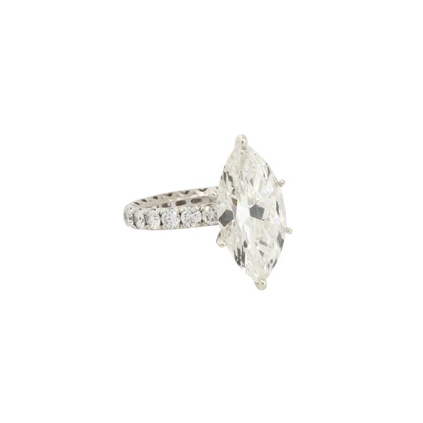 GIA Certified 18k White Gold 7.22ctw Marquise Cut Diamond Engagement Ring