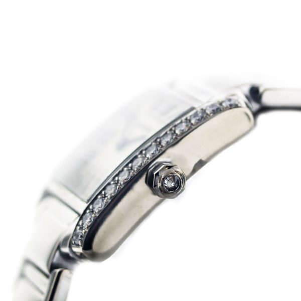 Cartier 18kt White Gold Diamond Tank Francaise Ladies Watch-Boca Raton