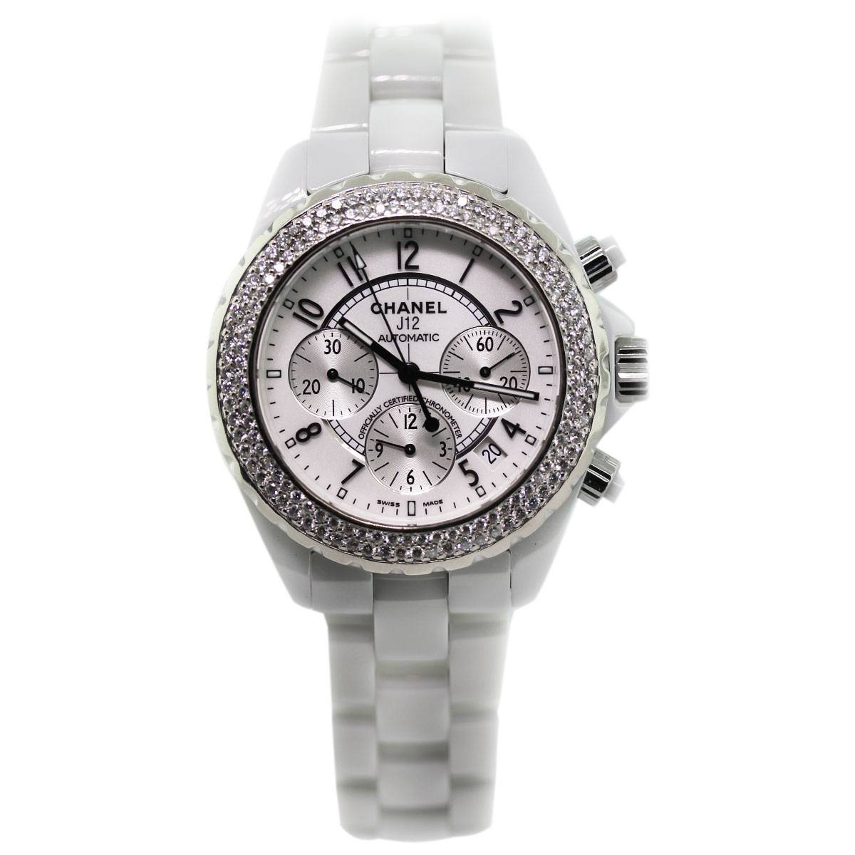 Chanel J12 Diamond Chronograph White Ceramic Watch