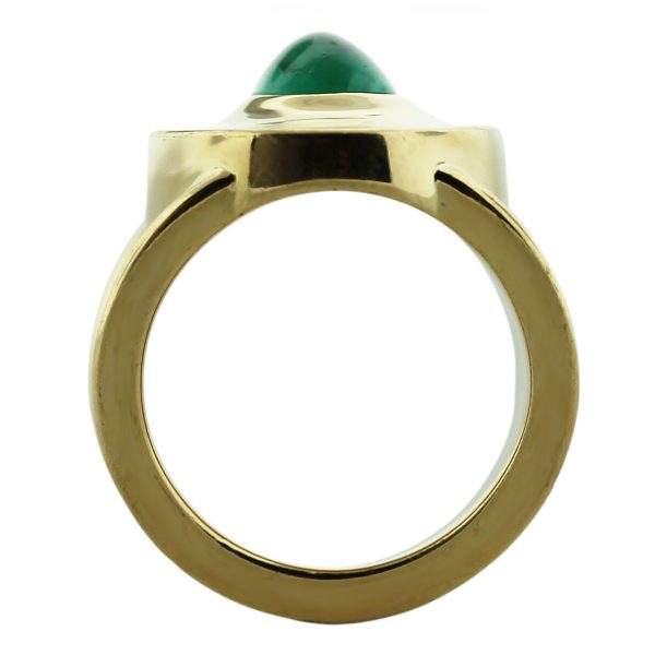 Vintage 18kt Yellow Gold Emerald Cabochon Ring South Florida