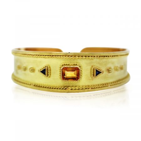 Estate Green Gold Citrine Sapphire Bracelet