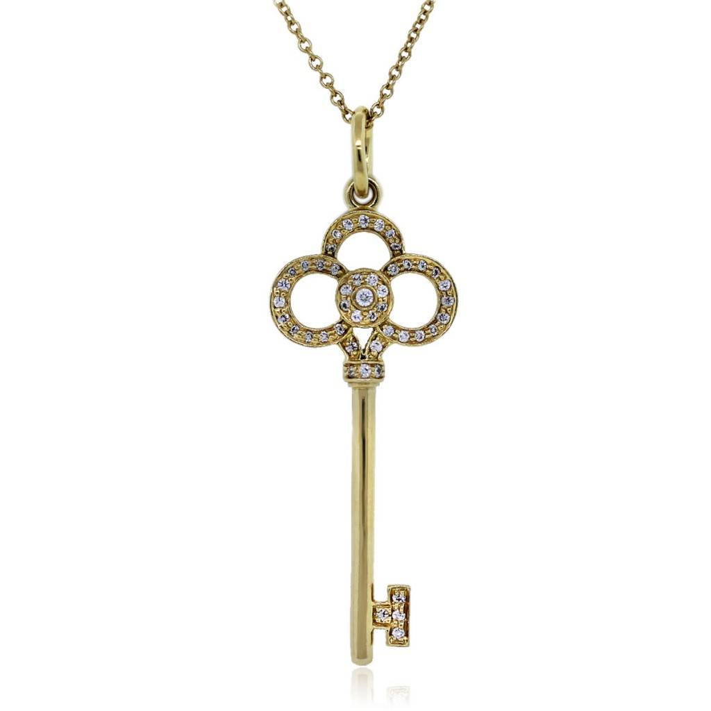 Tiffany & Co. 18k Yellow Gold Diamond Key Pendant-Boca Raton