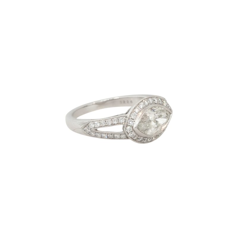 Platinum 1.49ctw Marquise Cut Halo Engagement Ring