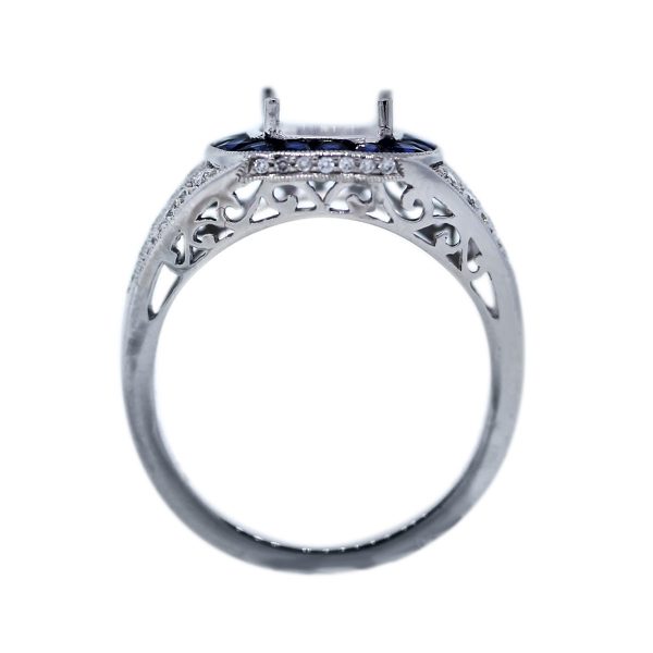 Diamond and Sapphire Four prong Setting