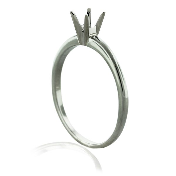 18k White Gold 4 Prong Solitaire Engagement Ring Mounting Boca Raton