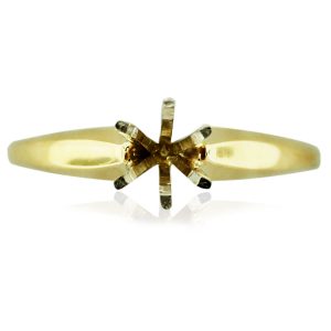 14k Yellow Gold 6 Prong Solitaire Engagement Ring Mounting