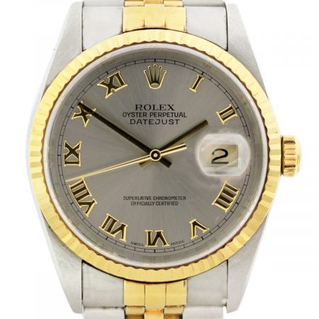 Rolex Datejust 16233 Two Tone Steel Roman Dial Jubilee Watch