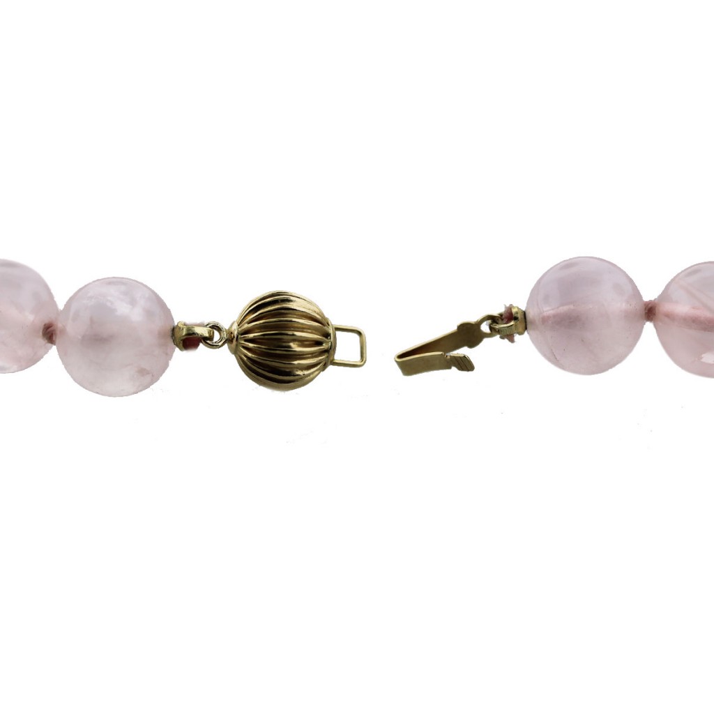14k Gold Rose Quartz Necklace Clasp