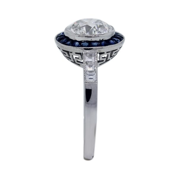 Sapphire and Diamond Art Deco Ring