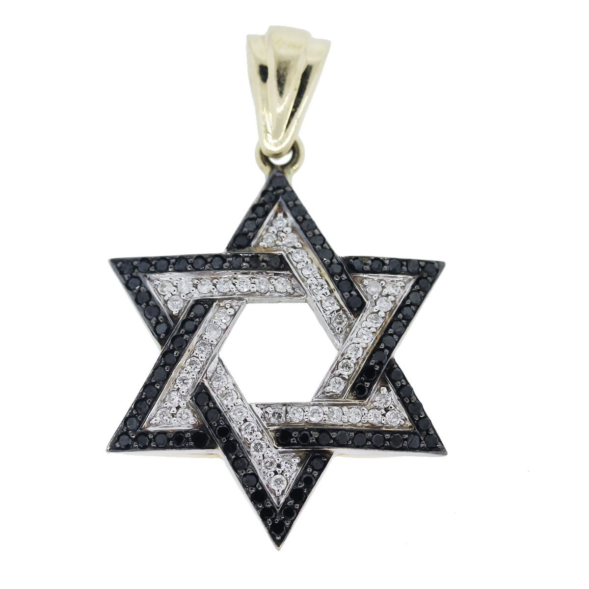 14k White Gold Black and White Diamond Star of David Pendant