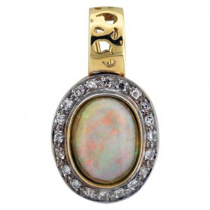 14k Yellow Gold Diamond and Opal Enhancer Pendant
