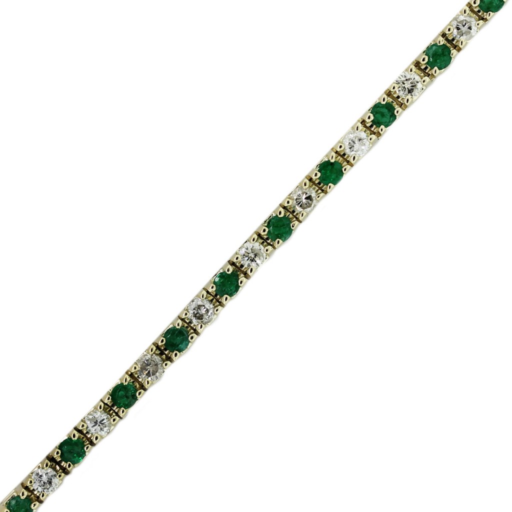 14kt Yellow Gold Diamond And Emerald Tennis Bracelet Boca Raton