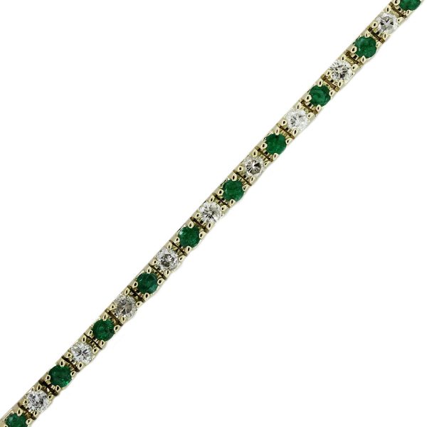 14kt Yellow Gold Diamond & Emerald Tennis Bracelet Links