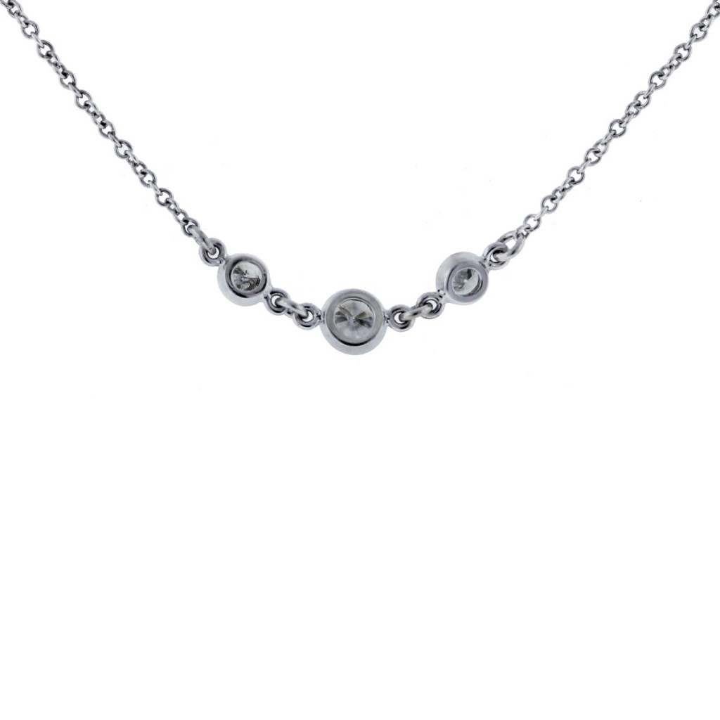 14k White Gold Diamonds By The Yard Necklace close up